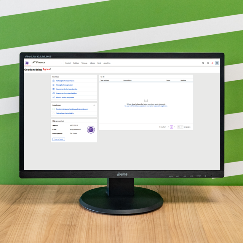 De nieuwe startpagina van Exact Mijn[Kantoor]